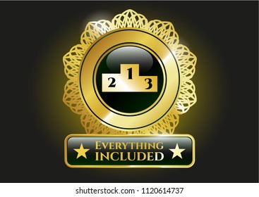  Gold badge with podium icon and Everything included text inside