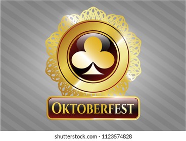 Gold badge with poker clover icon and Oktoberfest text inside