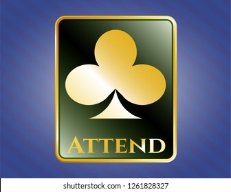  Gold badge with poker clover icon and Attend text inside