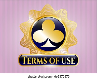  Gold badge with Poker clover icon and Terms of use text inside