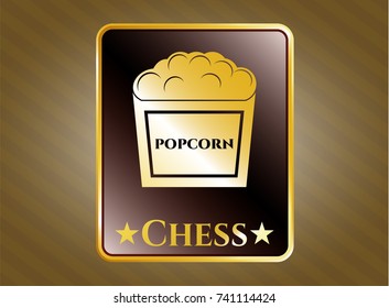  Gold badge with popcorn icon and Chess text inside