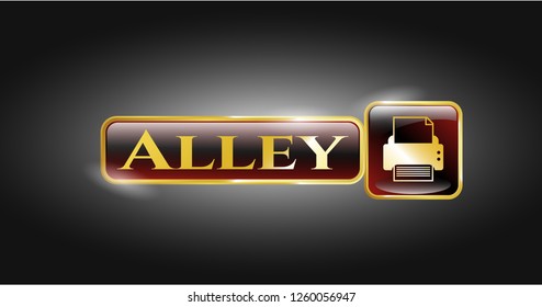  Gold badge with printer icon and Alley text inside