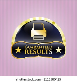    Gold badge with printer icon and Guaranteed results text inside