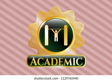  Gold badge with pull up icon and Academic text inside