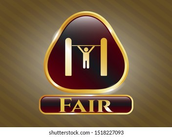  Gold badge with pull up icon and Fair text inside