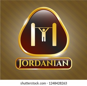  Gold badge with pull up icon and Jordanian text inside