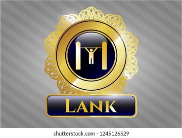  Gold badge with pull up icon and Lank text inside