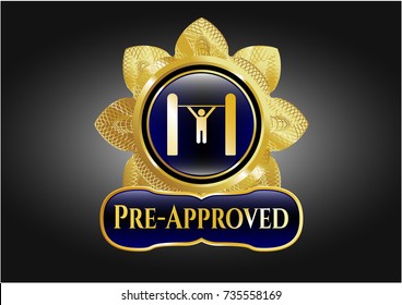  Gold badge with pull up icon and Pre-Approved text inside