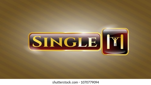  Gold badge with pull up icon and Single text inside