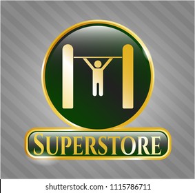  Gold badge with pull up icon and Superstore text inside