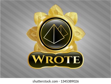  Gold badge with pyramids icon and Wrote text inside