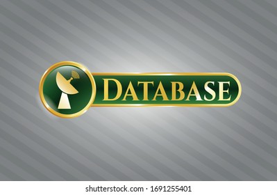  Tarjeta dorada con icono de radar y texto de base de datos dentro