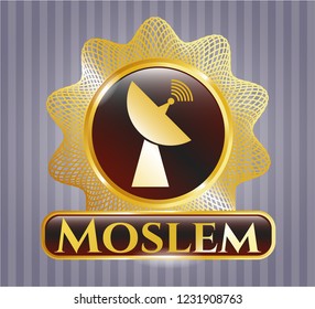 Gold badge with radar icon and Moslem text inside
