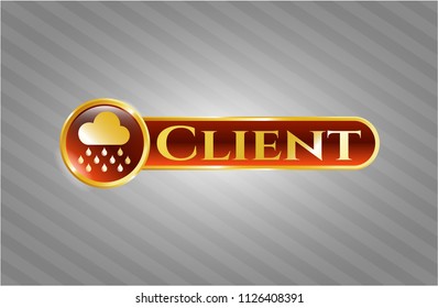  Gold badge with rain icon and Client text inside