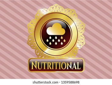 Gold badge with rain icon and Nutritional text inside
