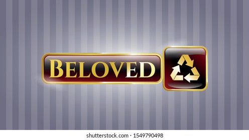  Gold badge with recycle icon and Beloved text inside