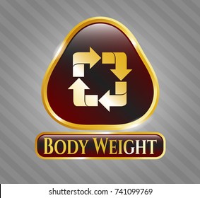  Gold badge with recycle icon and Body Weight text inside