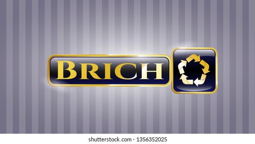  Gold badge with recycle icon and Brich text inside