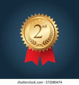 gold badge with ribbon - 2nd place