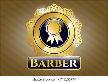  Gold badge with ribbon icon and Barber text inside