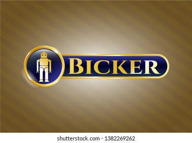  Gold badge with robot icon and Bicker text inside