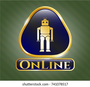  Gold badge with robot icon and Online text inside