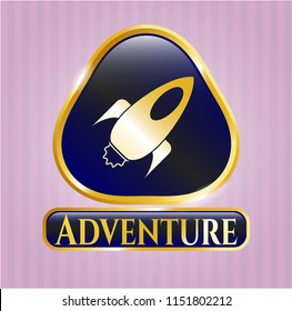  Gold badge with rocket icon and Adventure text inside