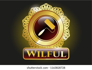  Gold badge with roller brush icon and Wilful text inside