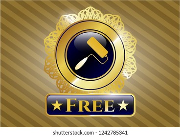  Gold badge with roller brush icon and Free text inside