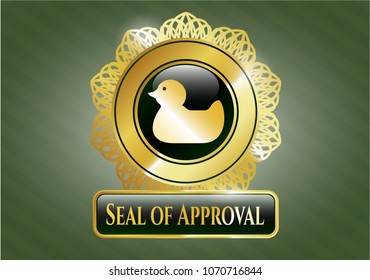   Gold badge with rubber duck icon and Seal of Approval text inside