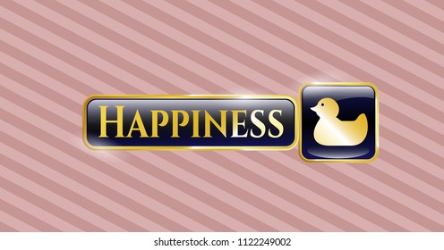  Gold badge with rubber duck icon and Happiness text inside