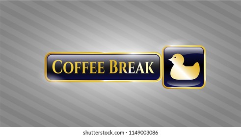  Gold badge with rubber duck icon and Coffee Break text inside