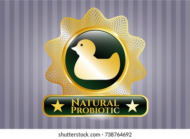  Gold badge with rubber duck icon and Natural Probiotic text inside