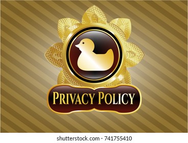  Gold badge with rubber duck icon and Privacy Policy text inside