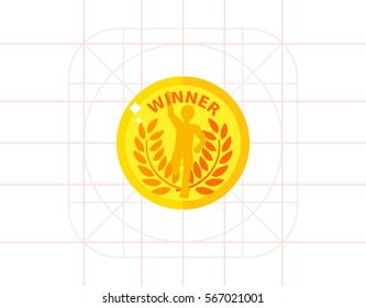 Gold Badge with Running Winner Icon