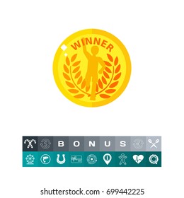 Gold Badge with Running Winner Icon