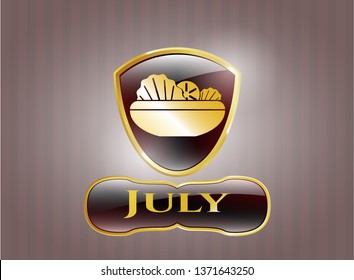  Gold badge with salad icon and July text inside