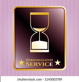  Gold badge with sand clock icon and Personalized Service text inside