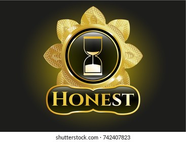  Gold badge with sand clock icon and Honest text inside