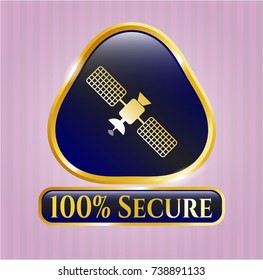  Gold badge with satelite icon and 100% Secure text inside