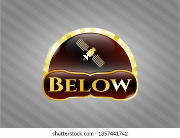  Gold badge with satelite icon and Below text inside