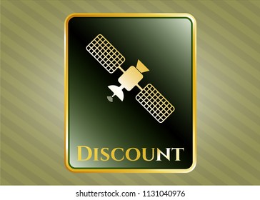  Gold badge with satelite icon and Discount text inside