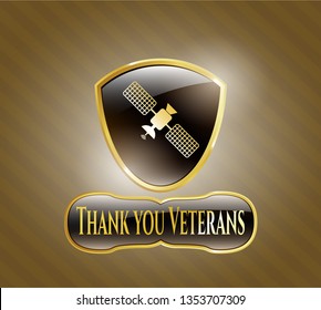  Gold badge with satelite icon and Thank you Veterans text inside
