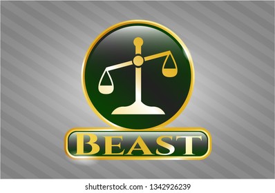  Gold badge with scale icon and Beast text inside