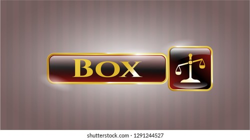  Gold badge with scale icon and Box text inside