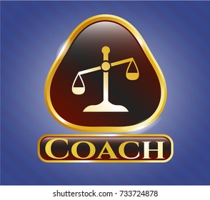  Gold badge with scale icon and Coach text inside