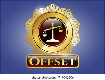  Gold badge with scale icon and Offset text inside