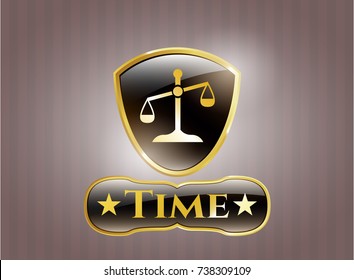  Gold badge with scale icon and Time text inside