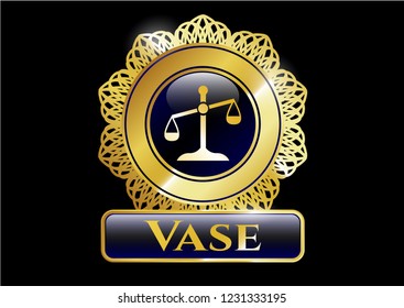 Gold badge with scale icon and Vase text inside