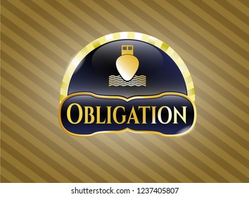  Gold badge with ship icon and Obligation text inside